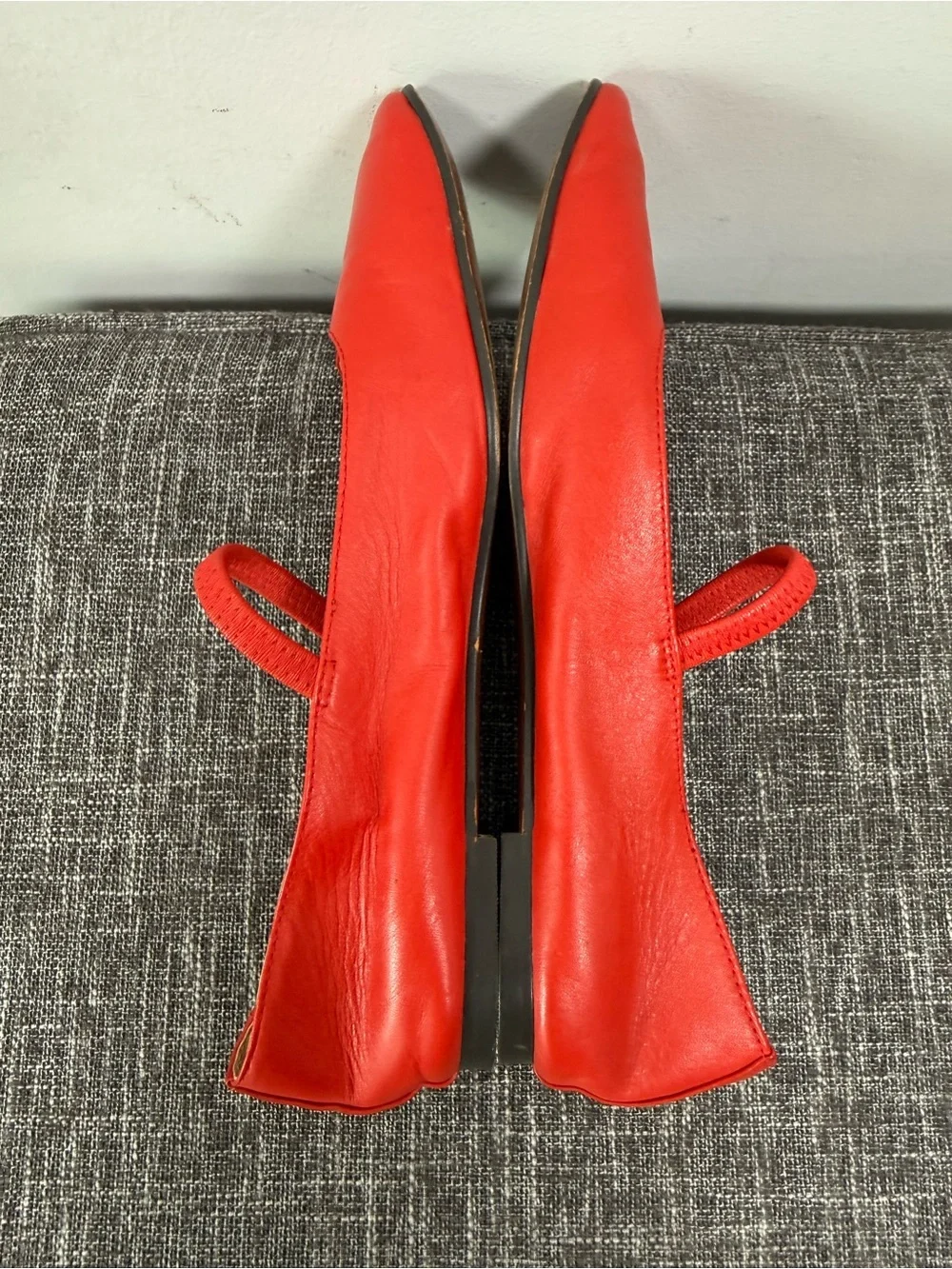 Madewell The Greta Ballet Flat Kilt Red Leather Mary Jane Square Toe Size 6.5 - Picture 5 of 11